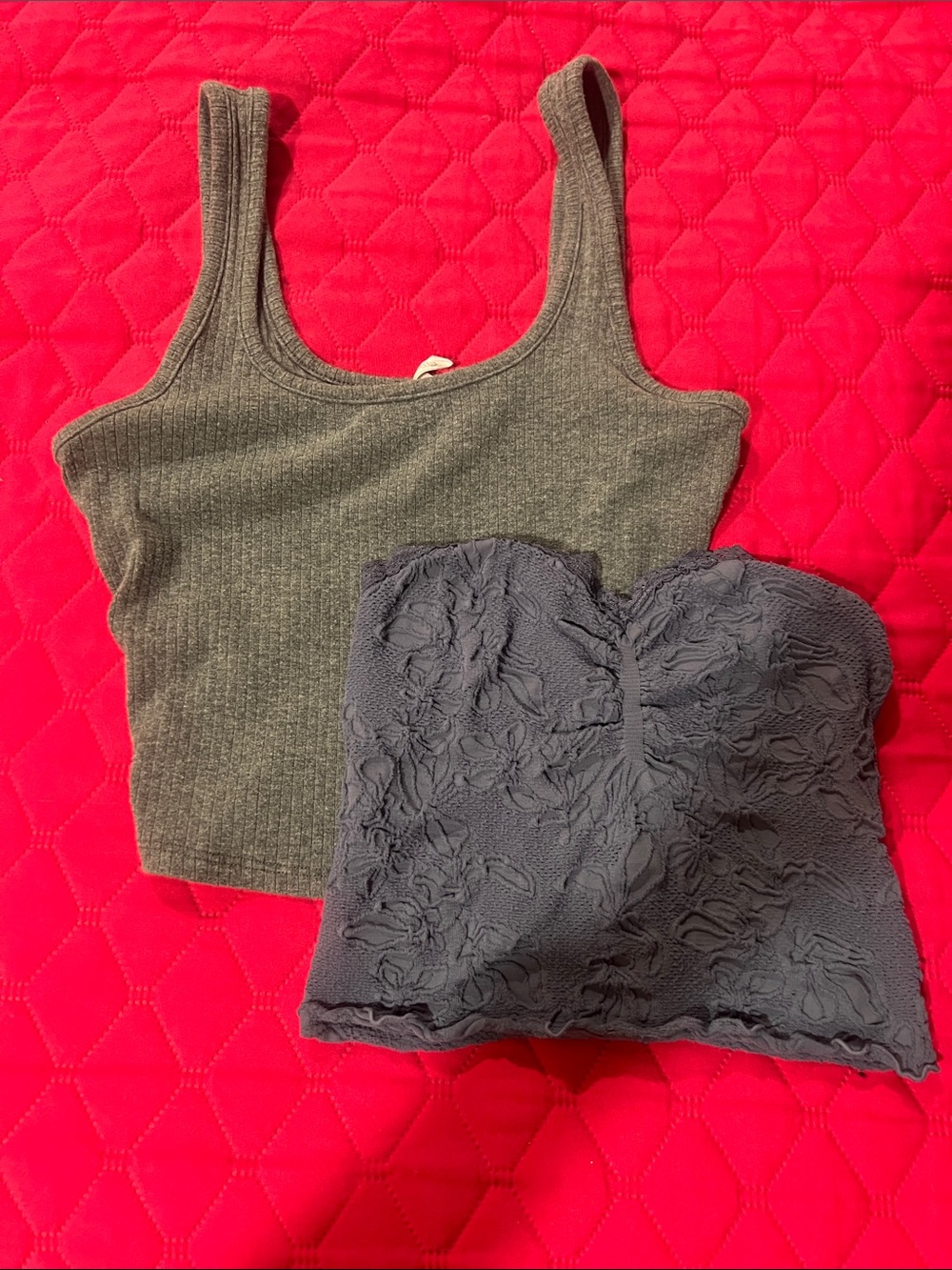 Tilly's Gray Tank Top with Full Tilt Slate Lace Bandeau